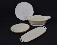 4 Gold Rimmed Serving Pieces - LENOX & AYNSLEY