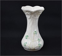 Irish Belleek Porcelain Shamrock Daisy Spill Vase