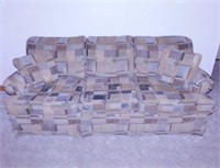 3 cushion sofa couch w/ 2 throw pillows, 75" wide