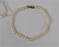 14kt Gold Clasp & Pearl 10" Anklet