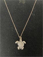 STERLING SILVER CHAIN AND TURTLE CHARM