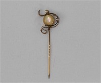 Victorian 10kt Gold & Mabe Pearl Stick Pin