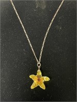STERLING SILVER NECKLACE CRYSTAL STARFISH