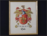 Hand Painted CLARK Coat of Arms Family Crest