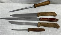 Lot of Wooden Handled Kitchen Knives