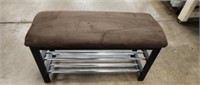 Modern metal frame microfiber bench, 12.5 x 33 x