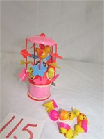 Vintage Wind Up Celluloid Easter Chick Carousel