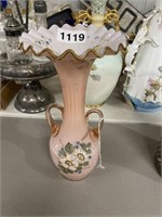 Antique glass crimped vase