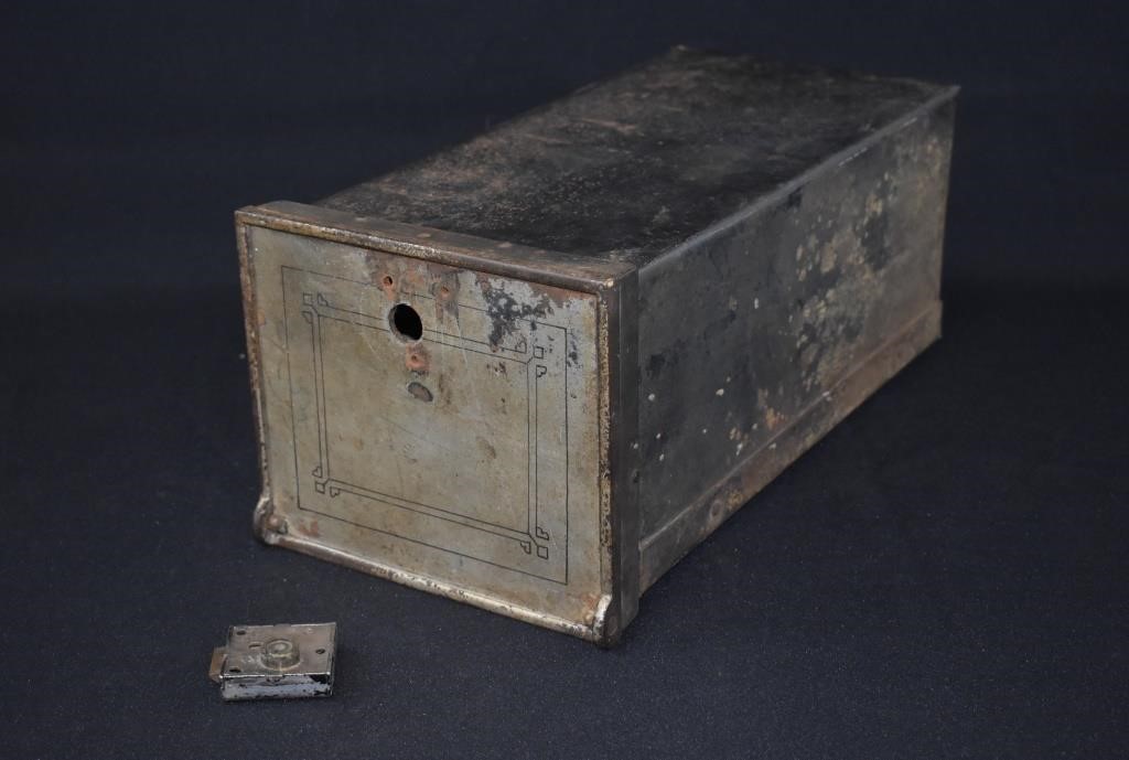 Antique Steel Safe Deposit Box with lock/no key