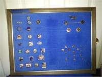 #1 FRAMED FELT W/ASSTD PINS ATTACHED &