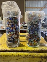 Lot marbles 2 vases full