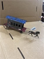 Antique tin toy horse carriage