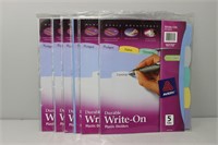 Lot of 6 Avery Write On Plastic Dividers