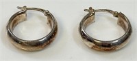 STYLISH PAIR OF STERLING SILVER THICK HOOP