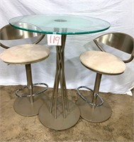 Contemporary Glass Top Pub Table with Stools