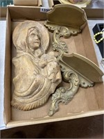 Box religious carved wood n shelves