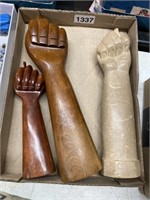 Box hand carved hands marble n wood