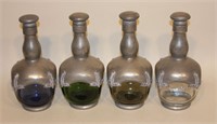 Malta Made in France Pewter Glass Liquor Decanters