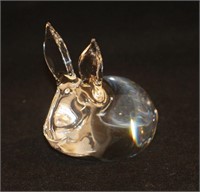 Steuben Crystal Bunny Rabbit Ears Up Hand Cooler