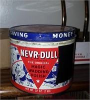 VTG NEVR-DULL TIN, RED/WHT/BLUE