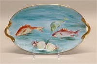 GDA Limoges France Handpainted Oval Fish Platter