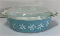 Turquoise Snowflake PYREX Dish with Lid
