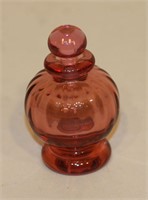 1992 Cranberry Ribbed Miniature Perfume Bottle