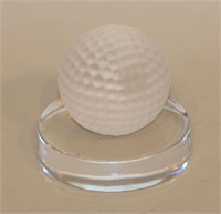 Val St Lambert Frosted Glass Golf Ball Paperweight