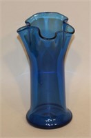 Boise Studio Art Glass Sapphire Blue Swung Vase
