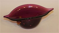 Welmo Studio Art Glass Purple Slug Bowl