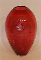 Welmo Studio Art Glass Cranberry Vase