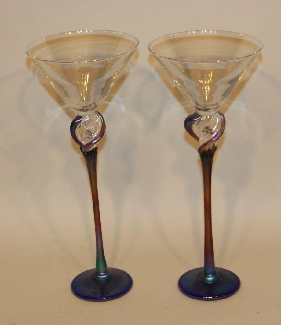 2002 Brian Maytum Studio Art Glass Martini Glasses