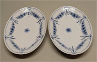 (2) Bing & Grondahl Empire Blue Oval Relish Trays