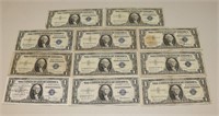 (11) One Dollar Blue Seal Silver Certificates