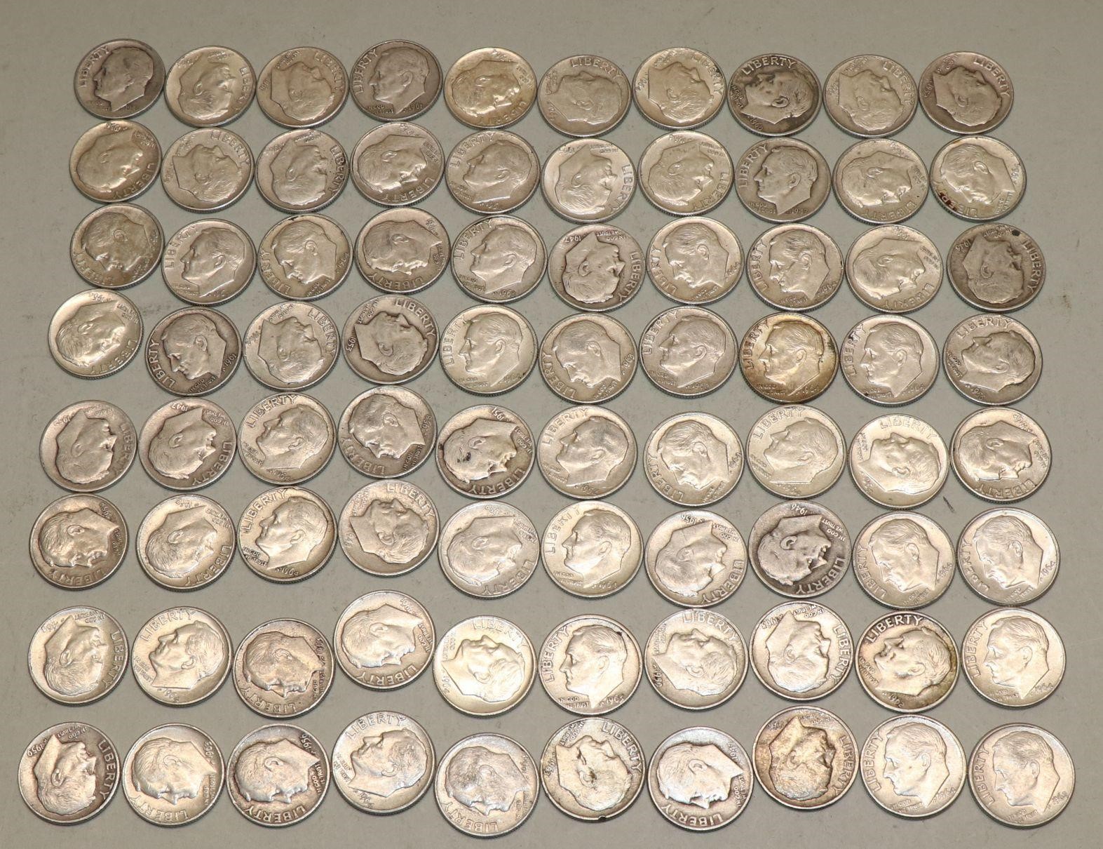 (80) Roosevelt Dimes US Silver Coins