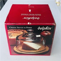 Dolphin Cheese Server with Dome - In Box