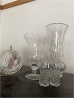 Heavy Cut glass (13”) flower vase  salt and