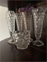 American Fostoria vases, four vases  are 8 inches
