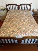 Full Size Bed With Wooden Head and Footboards