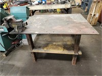 CUSTOM BUILT SOLID STEEL FAB TABLE W/ V6 IN VISE