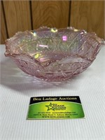 Pink Glass Bowl With Carnival Finish