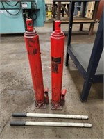 2 Valley 8 ton long Ram hydraulic jacks, one does