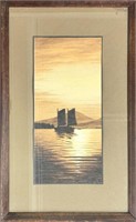 LOVELY EARLY 1900'S FRAMED NAUTICAL WATERCOLOR