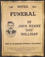 Doc Holliday Reprint Funeral Notice Reprint Prop