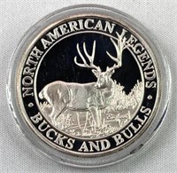 1oz Silver Hunter's Club Buck Round .999