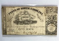 1862 State of North Carolina 50 Cent Fractional