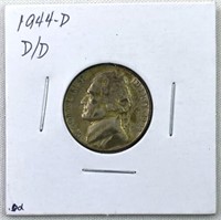 1944 D over D Silver War Nickel