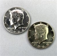 1968 & 1969 Proof Silver JFK Half Dollars, 40%