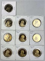 (10) Proof Native American Dollars, All Different