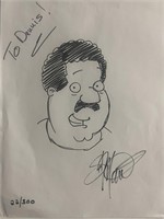 Family Guy Cleveland original sketch autographed b